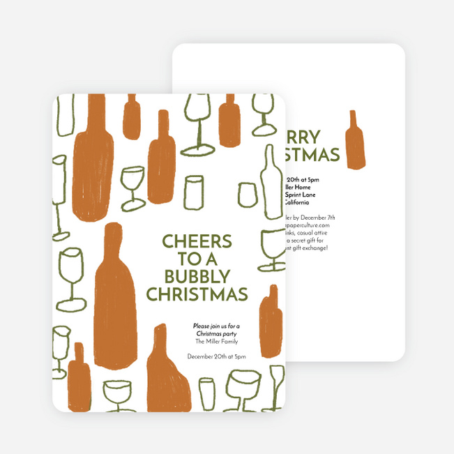 Pop, Sip, Celebrate! Personalized Christmas Cards - Orange