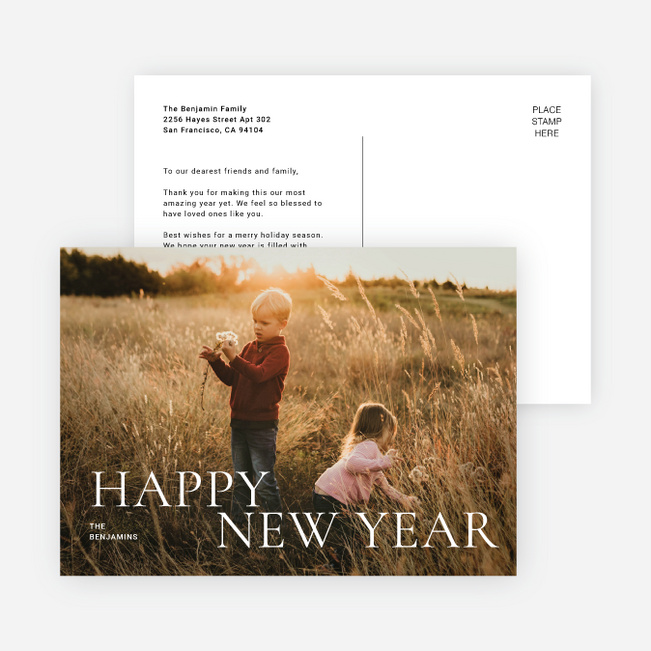 Fully Embraced New Year Cards and Invitations - White