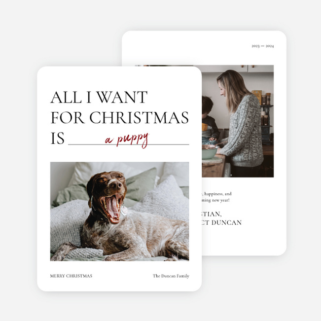 Fill in the Blank Personalized Christmas Cards - Black