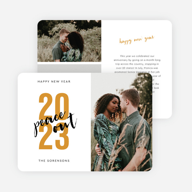 Peace Out New Year Cards and Invitations - Yellow
