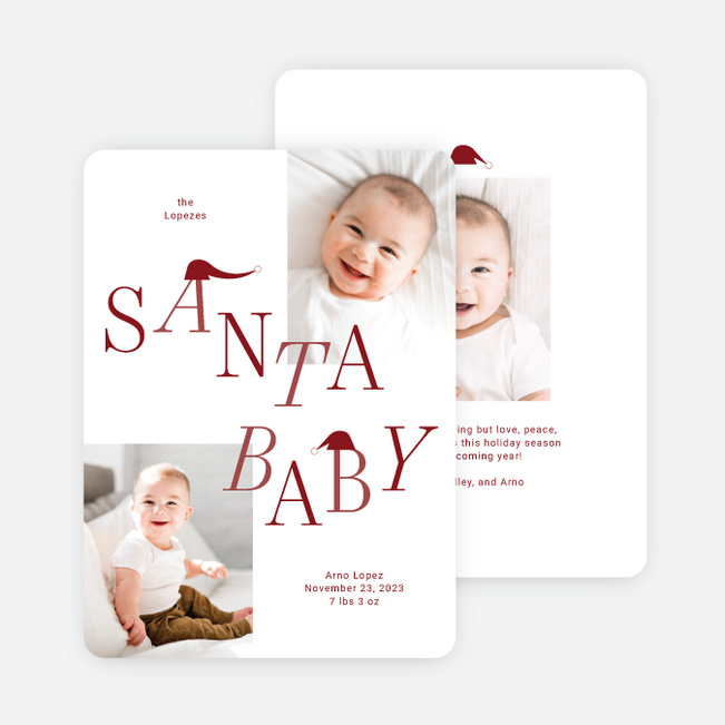 Santa Baby Personalized Christmas Cards - Red