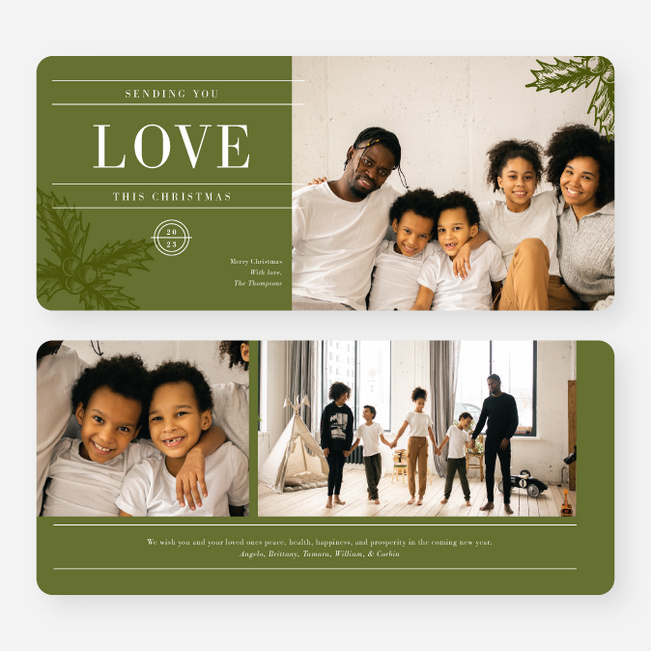 Sending the Gift of Love Personalized Christmas Cards - Green