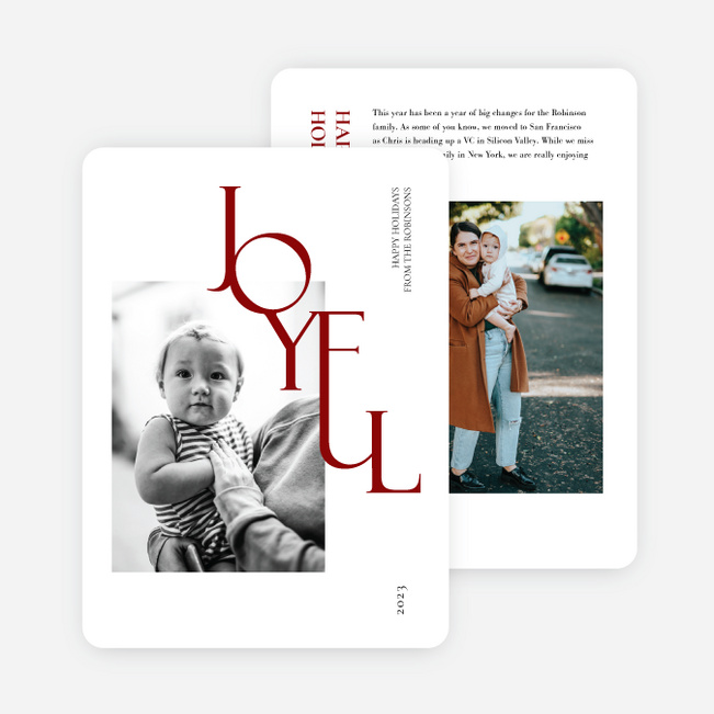 Stack of Joy Holiday Cards and Invitations - Red