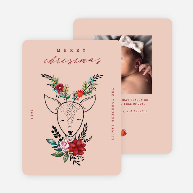 Deerly Beloved Personalized Christmas Cards - Pink