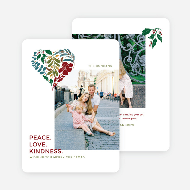 Heart of Mistletoe Personalized Christmas Cards - Multi