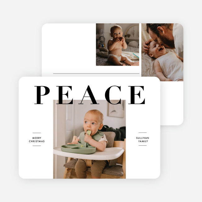 Boldly Peaceful Personalized Christmas Cards - White