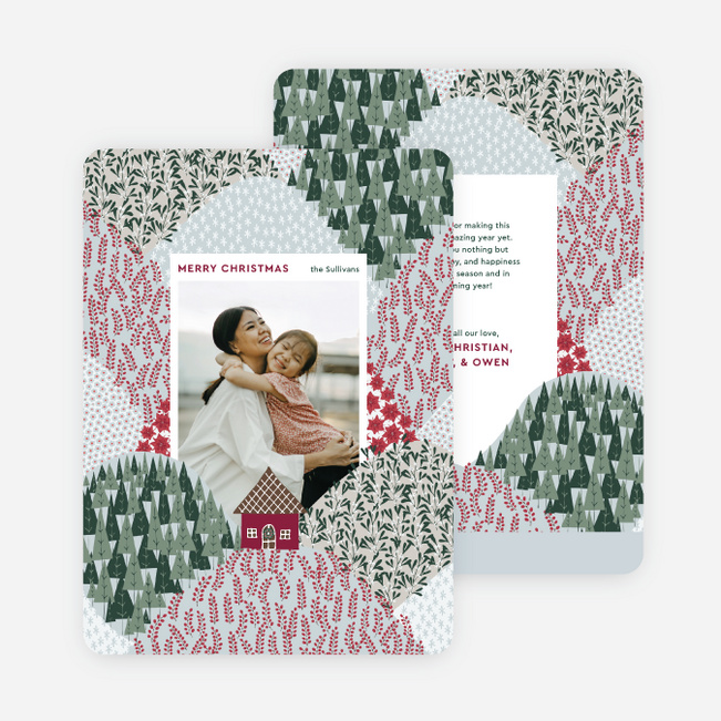 Winterscape Cottage Personalized Christmas Cards - Multi