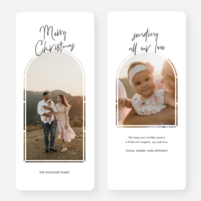 Wispy Notes of Love Personalized Christmas Cards - White