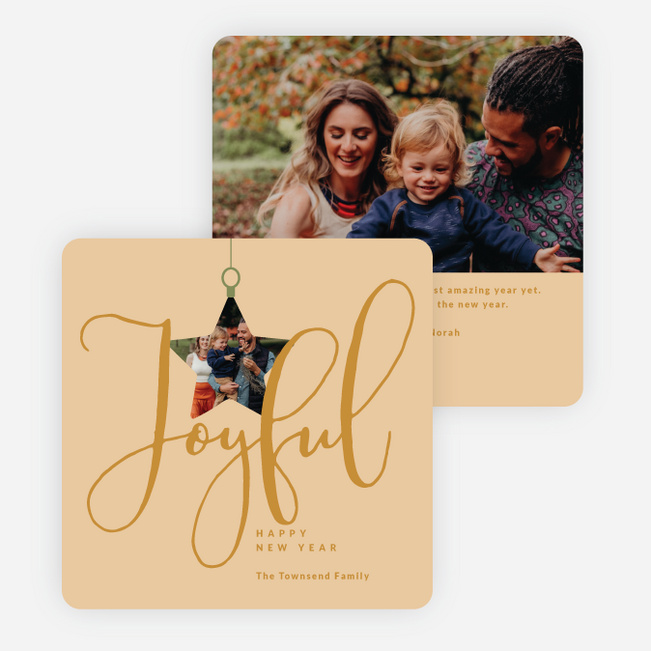 Joyful Ornament New Year Cards and Invitations - Yellow