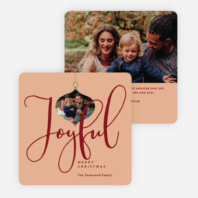 Joyful Ornament Personalized Christmas Cards - Red