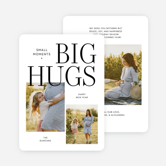 Biggest Hugs New Year Cards and Invitations - Black