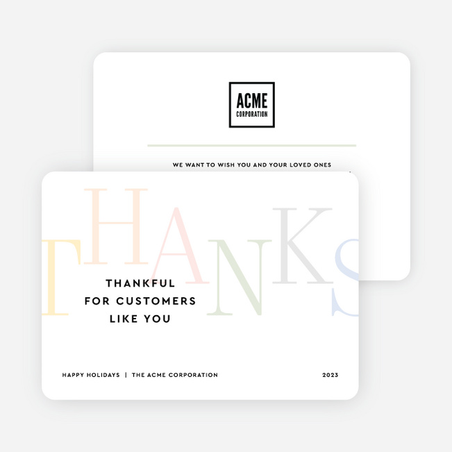 Colorful Gratitude Business Holiday Cards & Business Christmas Cards