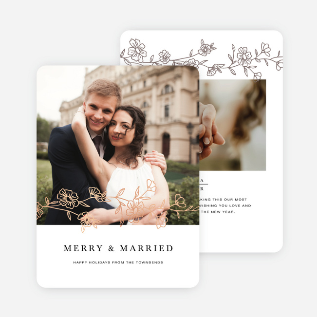 Weaving Floral Personalized Christmas Cards - Pink