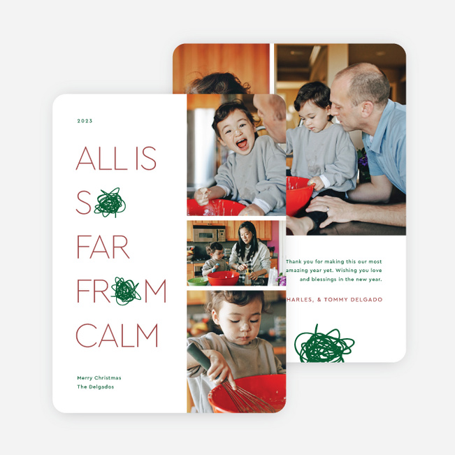 Far From Calm Personalized Christmas Cards - White