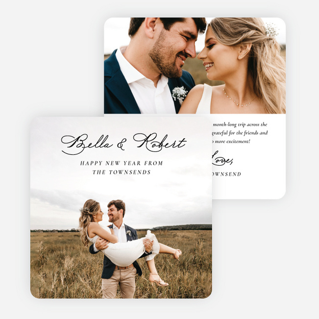Romantically Titled New Year Cards and Invitations - Black