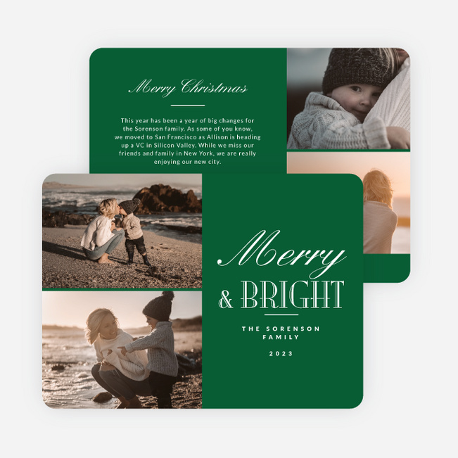 Blissful Wishes Personalized Christmas Cards - Green