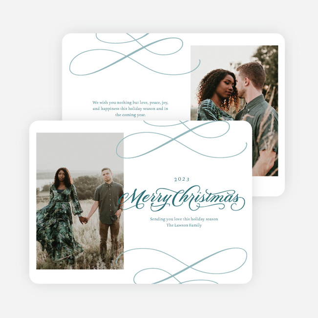 Whispered Wishes Personalized Christmas Cards - Blue