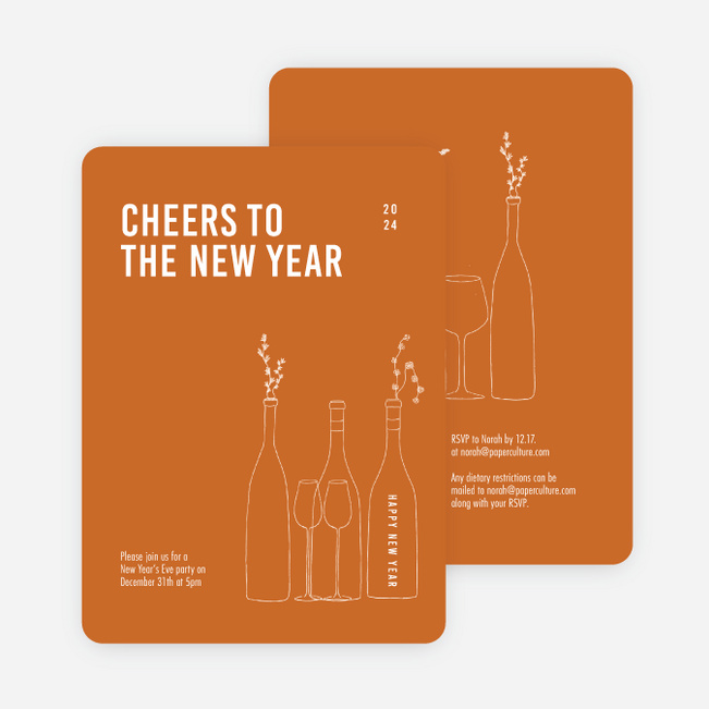 Cheers, It’s Time! New Year Cards and Invitations - Orange