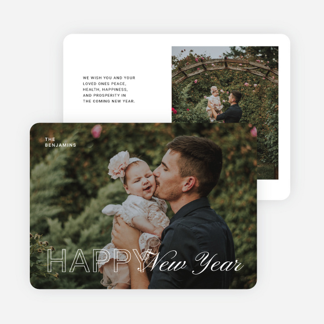 Modern Meets Scripted New Year Cards and Invitations - White