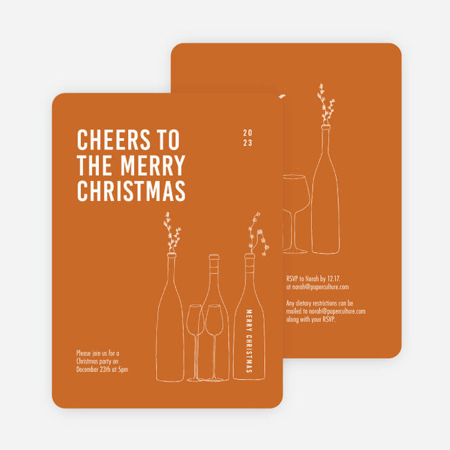 Cheers, It’s Time! Personalized Christmas Cards - Orange