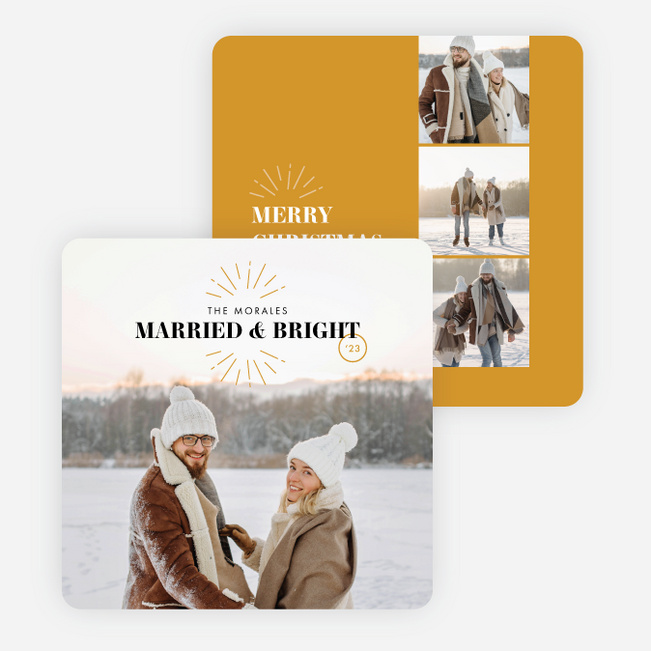 Radiant Bliss Personalized Christmas Cards - Yellow