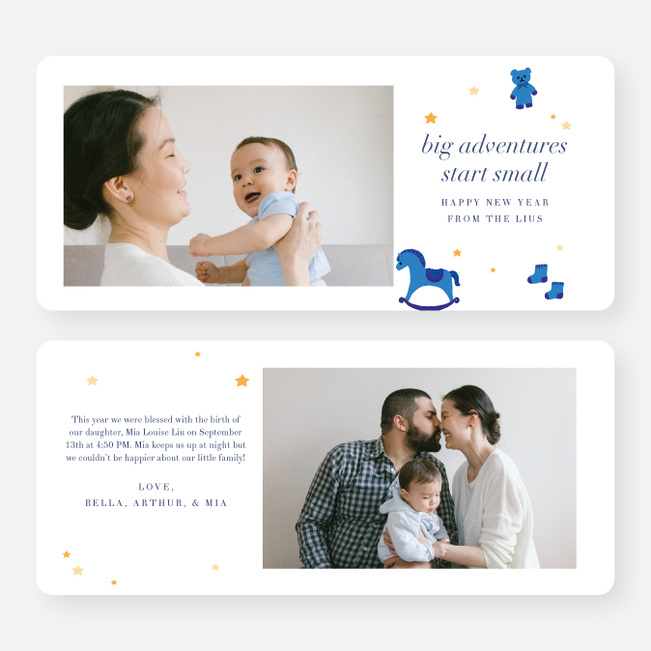 Starry Nursery Vibes New Year Cards and Invitations - Blue