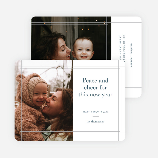 Peaceful Cheer New Year Cards and Invitations - White