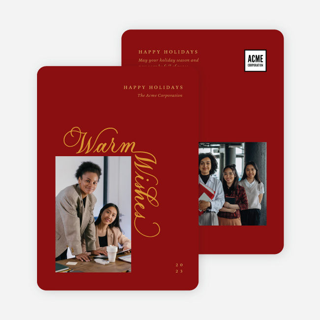 Warmly Scripted Wishes Business Holiday Cards & Business Christmas