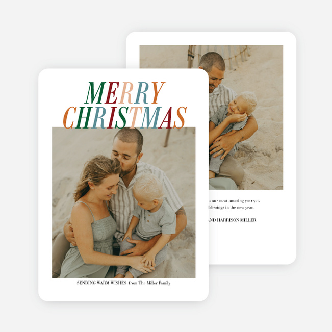 Colorfully Warm Wishes Personalized Christmas Cards - Multi