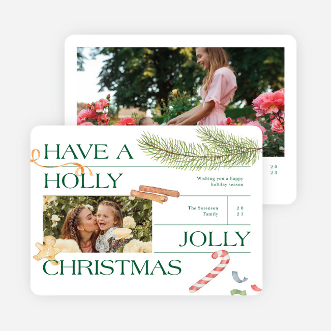 Pieces of the Season Personalized Christmas Cards - Green