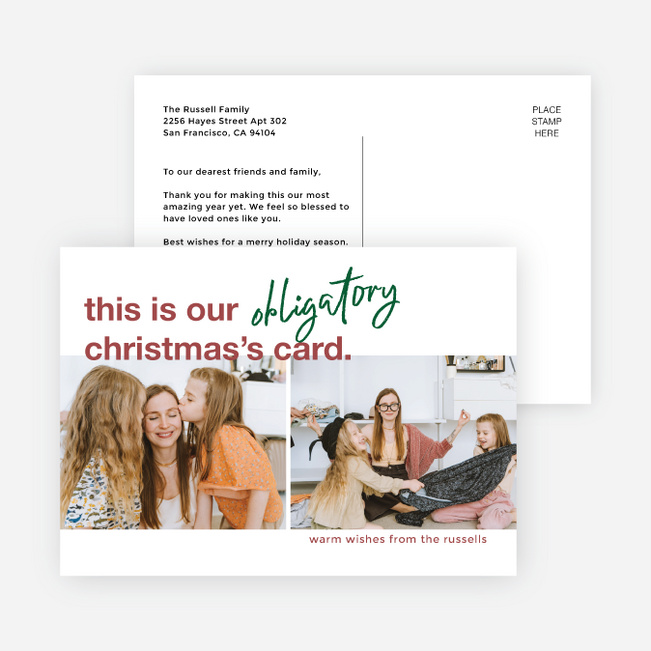 Obligatory Wishes Personalized Christmas Cards - Red