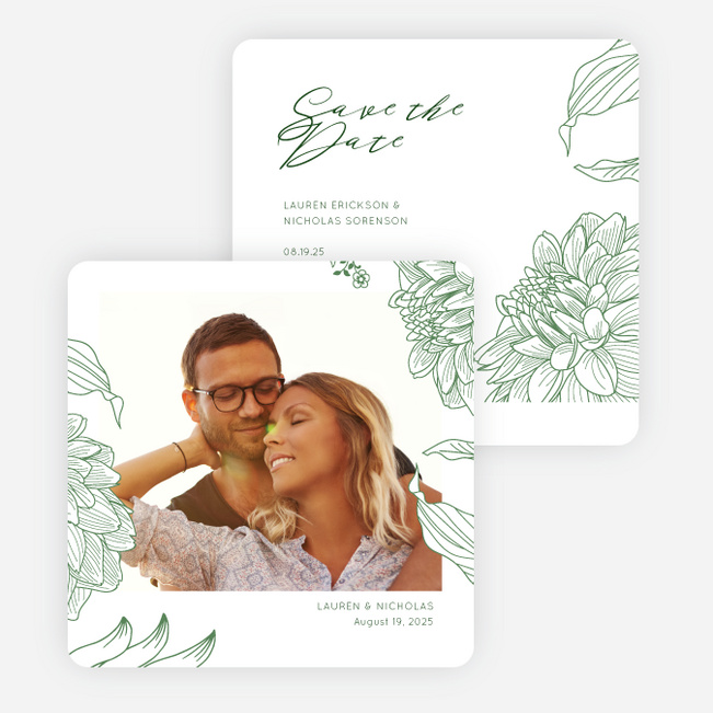 Celebration Blossoms Save the Date Cards - Green