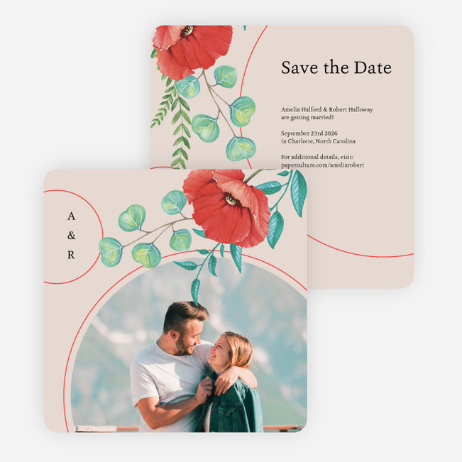 Love Flourishes Save the Date Cards - Red