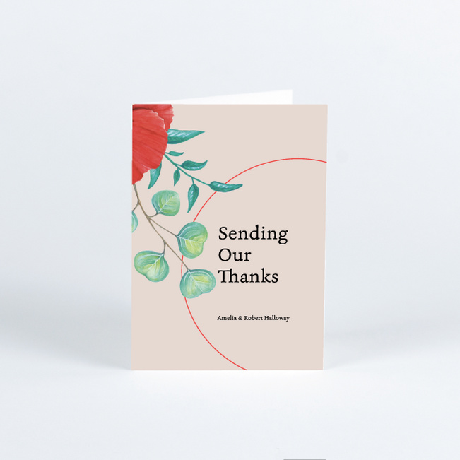 Love Flourishes Wedding Thank You Cards - Red