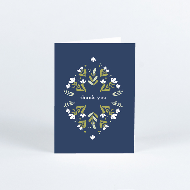 Floral Ring Wedding Thank You Cards - Blue