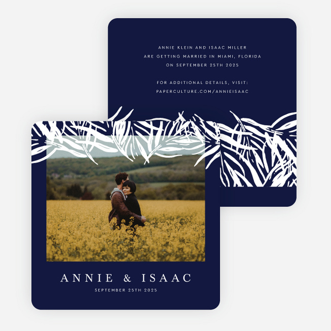 Canopy Of Fronds Save the Date Cards - Blue