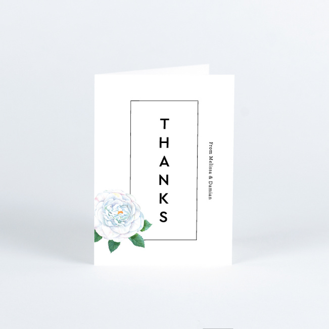 Minimalist Rose Wedding Thank You Cards - White