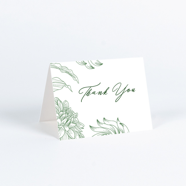 Celebration Blossoms Wedding Thank You Cards - Green