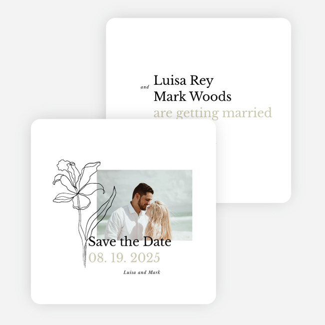 Elegant Iris Save the Date Cards - Beige