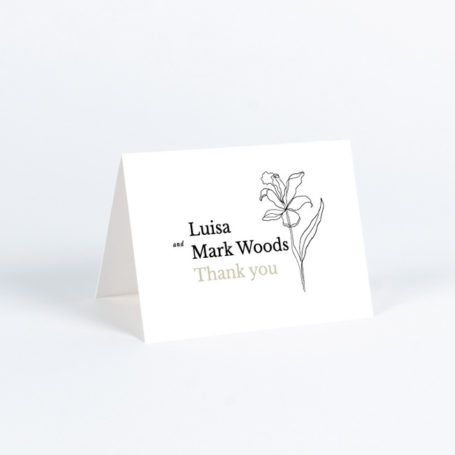 Elegant Iris Wedding Thank You Cards - Beige