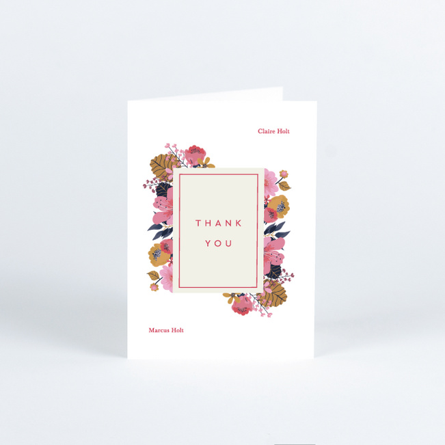 Organic Floral Wedding Thank You Cards - Pink