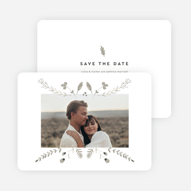 Rustic Sprigs Save the Date Cards - White