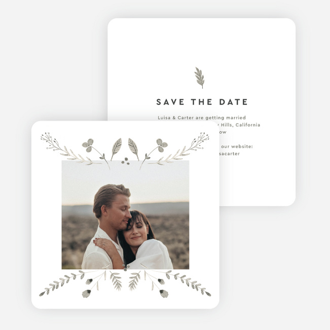 Rustic Sprigs Save the Date Cards - White