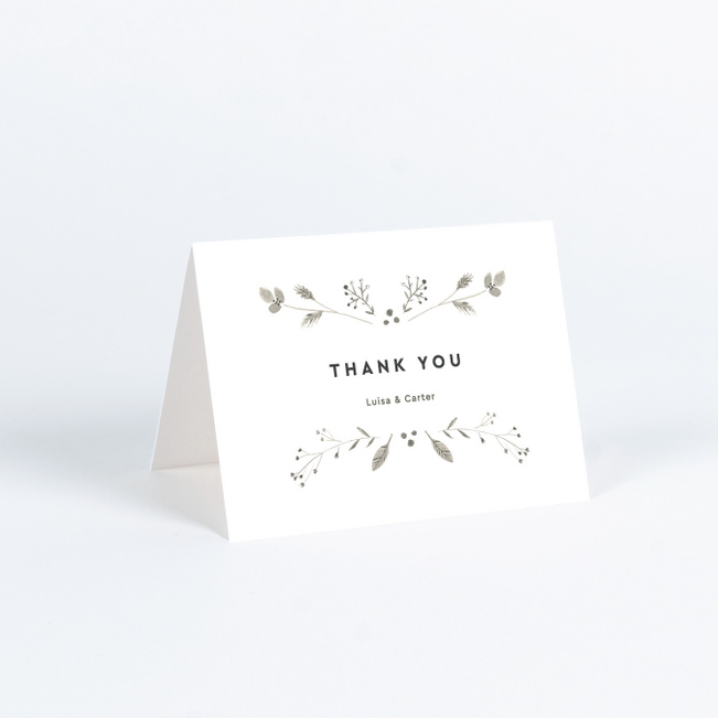 Rustic Sprigs Wedding Thank You Cards - White