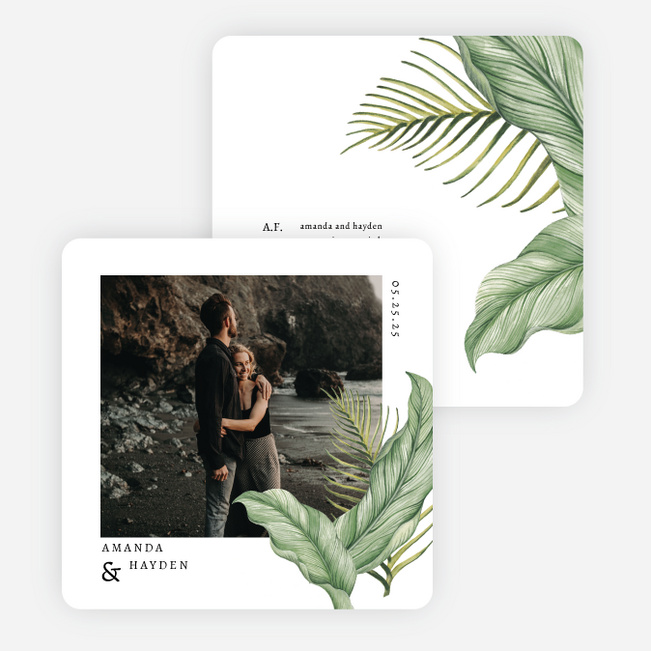 Tropical Leaves Save the Date Cards - Green