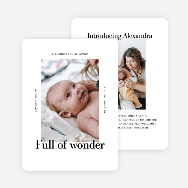 Bold Wonderment Baby Birth Announcements - White