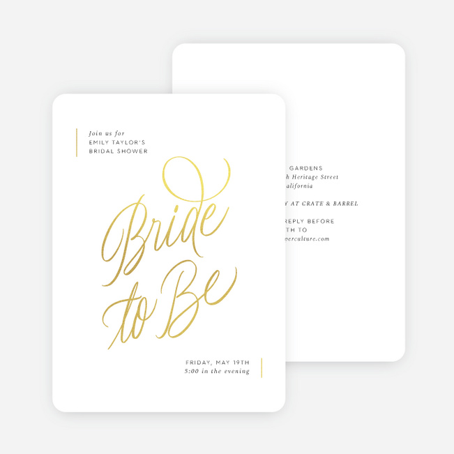 Golden Soiree Bridal Shower Invitations - Yellow