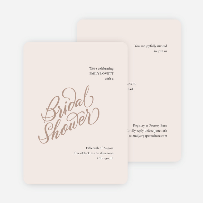 Softly Swept Bridal Shower Invitations - Beige