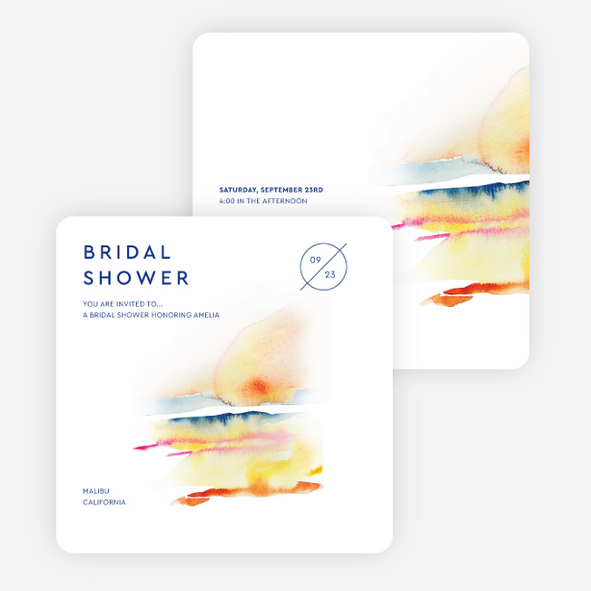Watercolor Sunset Bridal Shower Invitations - White
