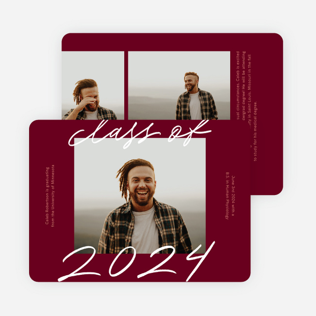 Casual Script Graduation Announcements & Graduation Invitations - Red